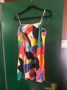 Vibrant Multicolor Abstract Print Slip Dress